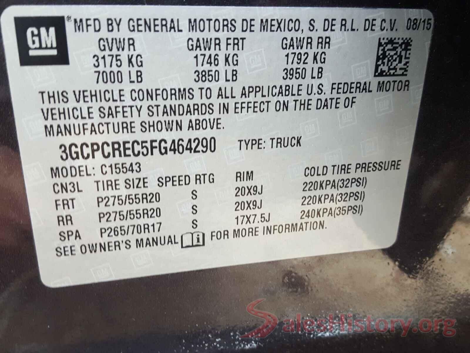 1HGCR2F36HA307938 2015 CHEVROLET SILVERADO