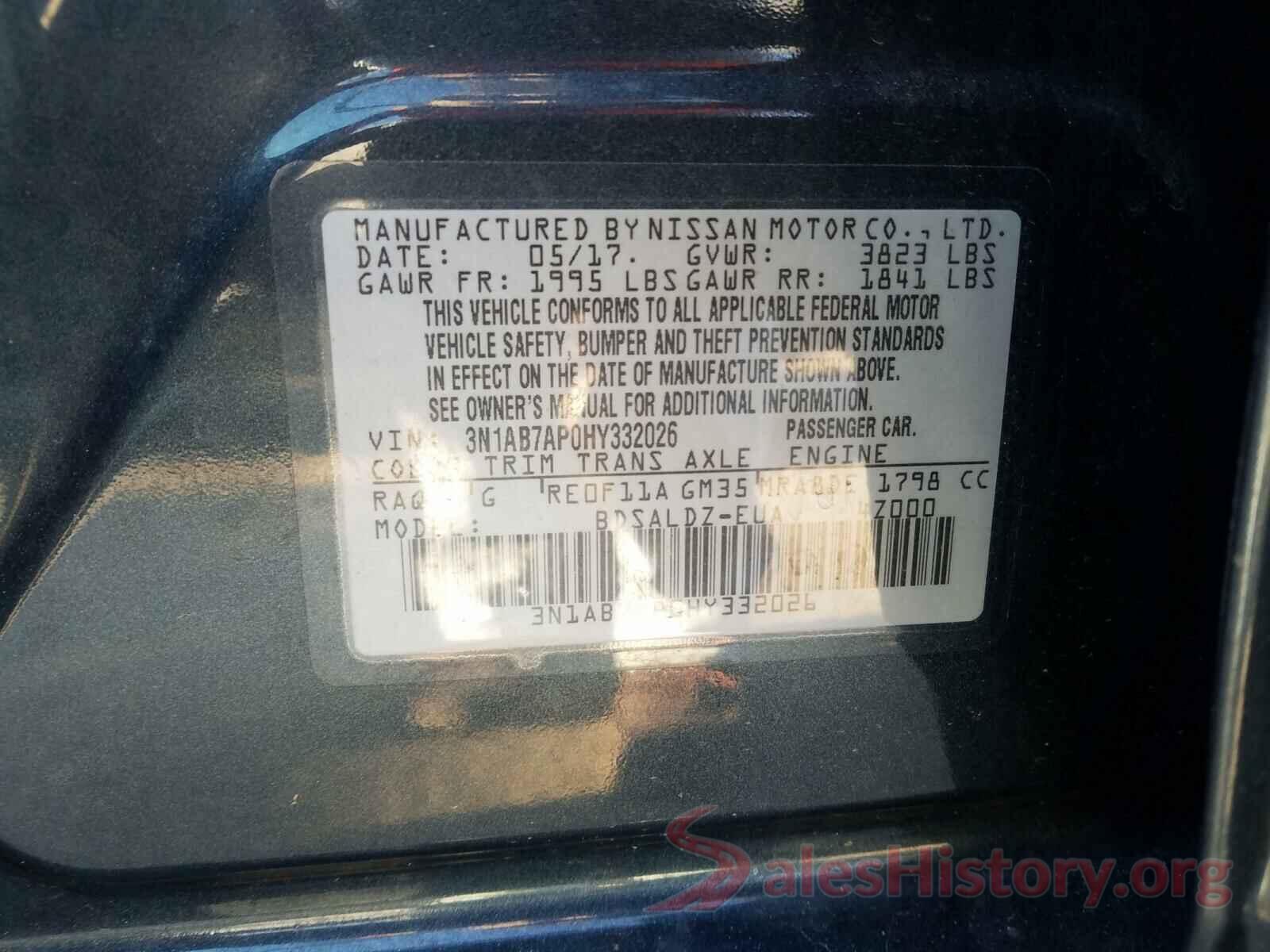 3N1AB7AP0HY332026 2017 NISSAN SENTRA