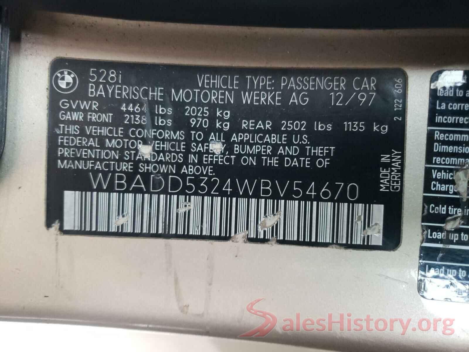 5NPE24AF4GH272963 1998 BMW 5 SERIES