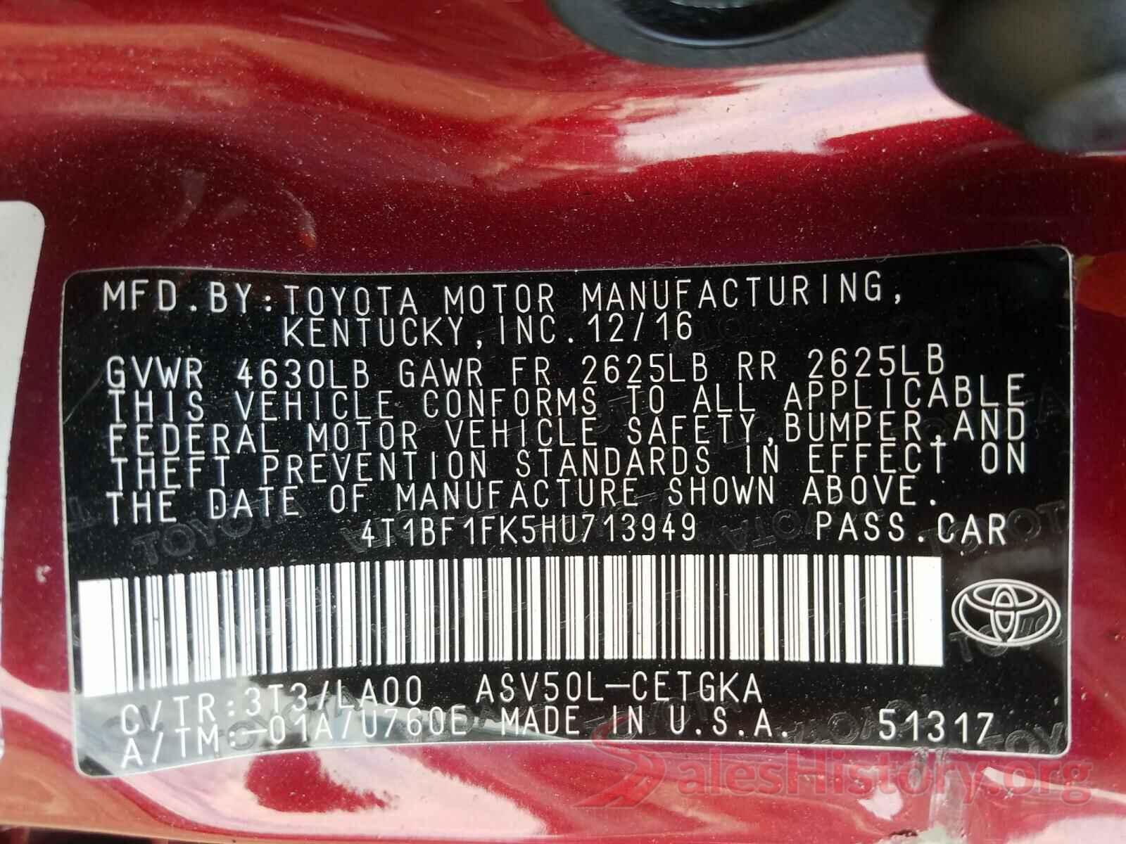 4T1BF1FK5HU713949 2017 TOYOTA CAMRY