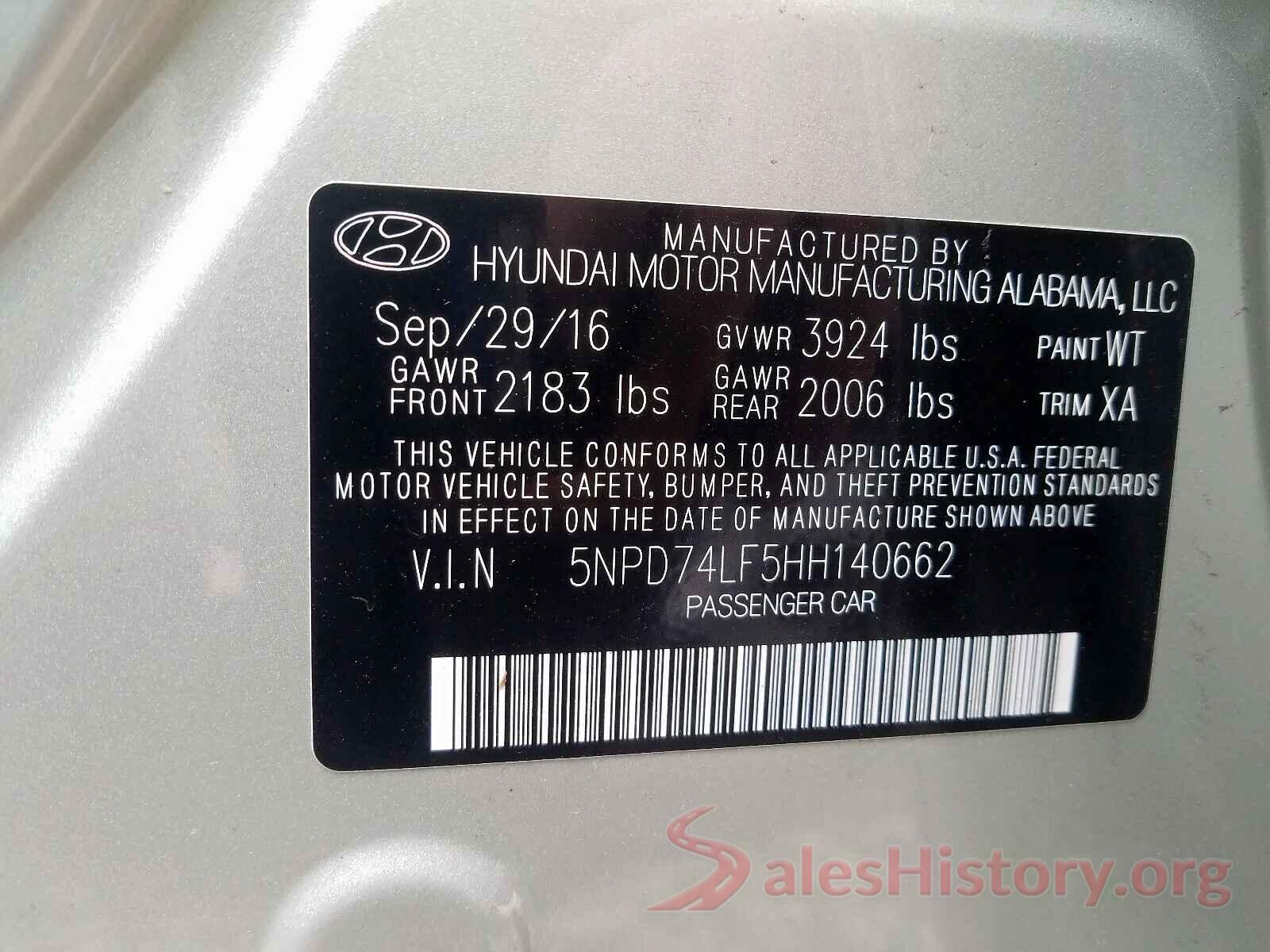 1N4AL3AP9GC155024 2017 HYUNDAI ELANTRA