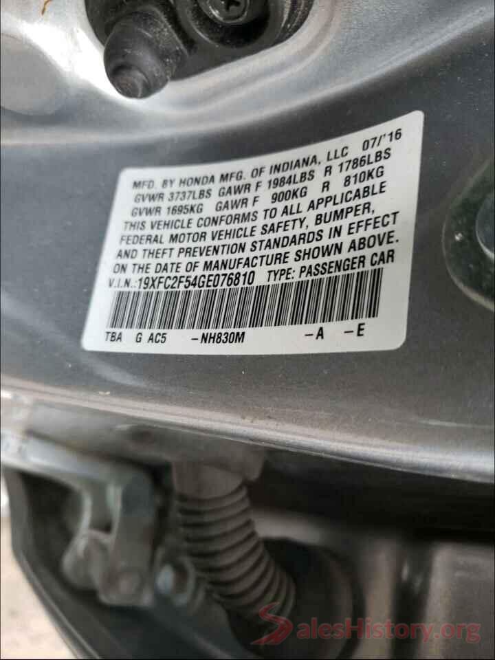 19XFC2F54GE076810 2016 HONDA CIVIC