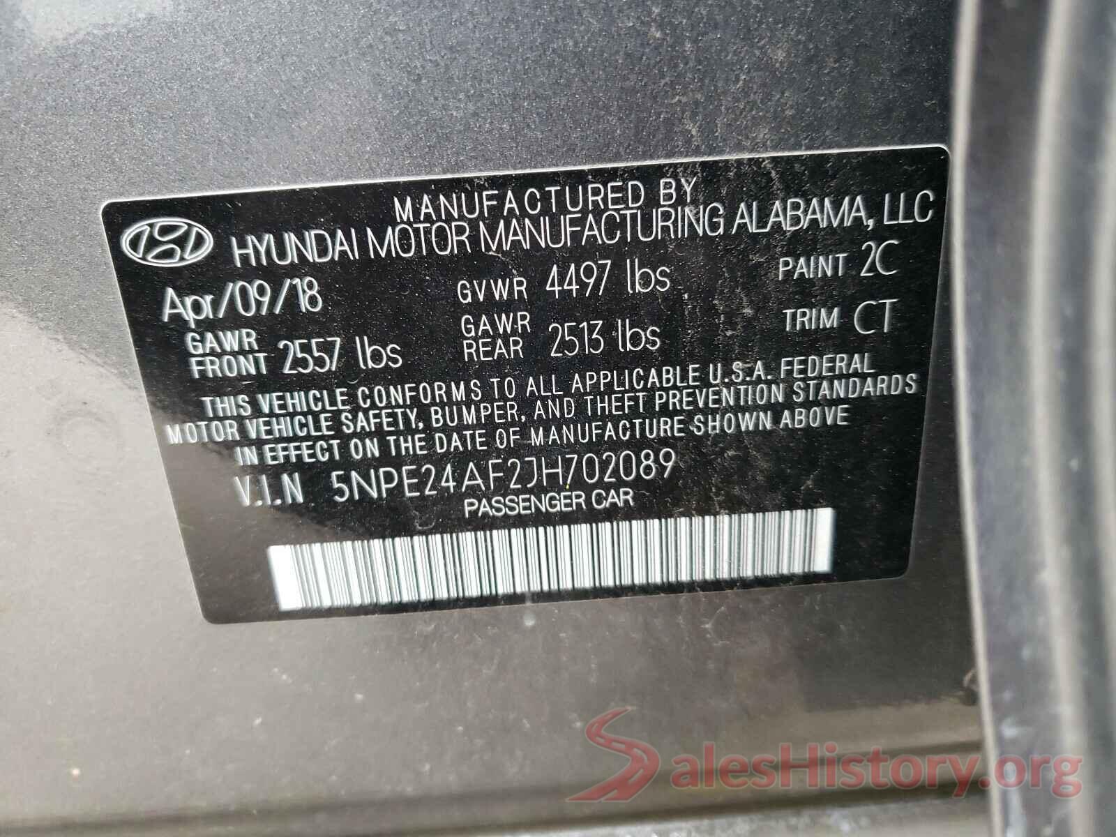 5NPE24AF2JH702089 2018 HYUNDAI SONATA