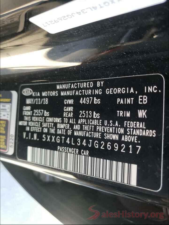 5XXGT4L34JG269217 2018 KIA OPTIMA