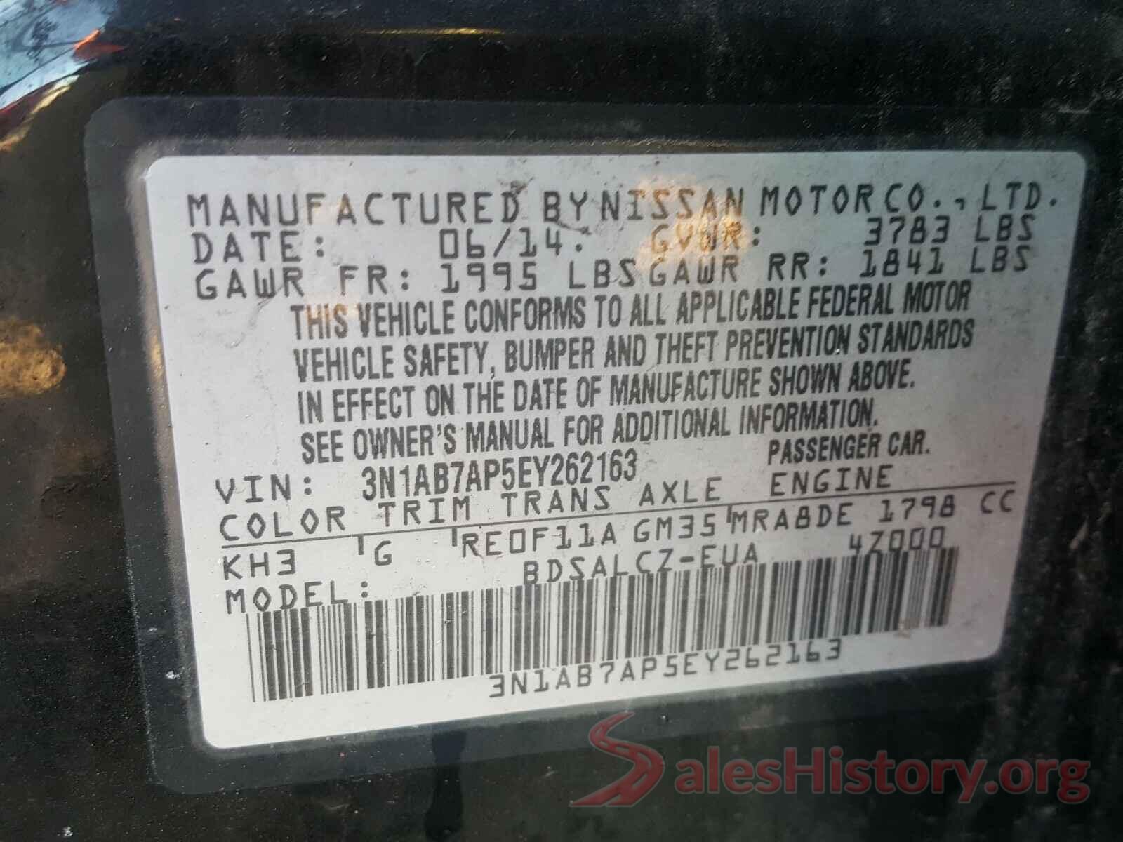 1VWAA7A39JC051805 2014 NISSAN SENTRA