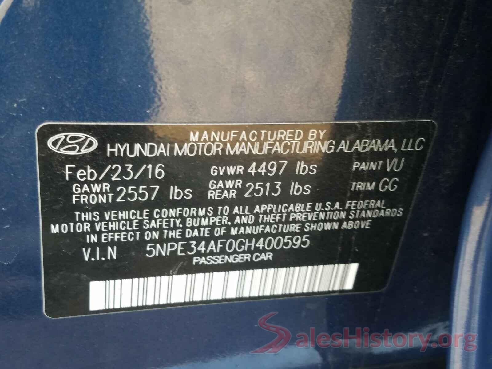 5NPE34AF0GH400595 2016 HYUNDAI SONATA