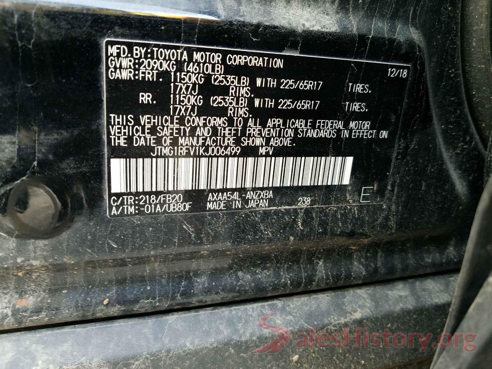 JTMG1RFV1KJ006499 2019 TOYOTA RAV4