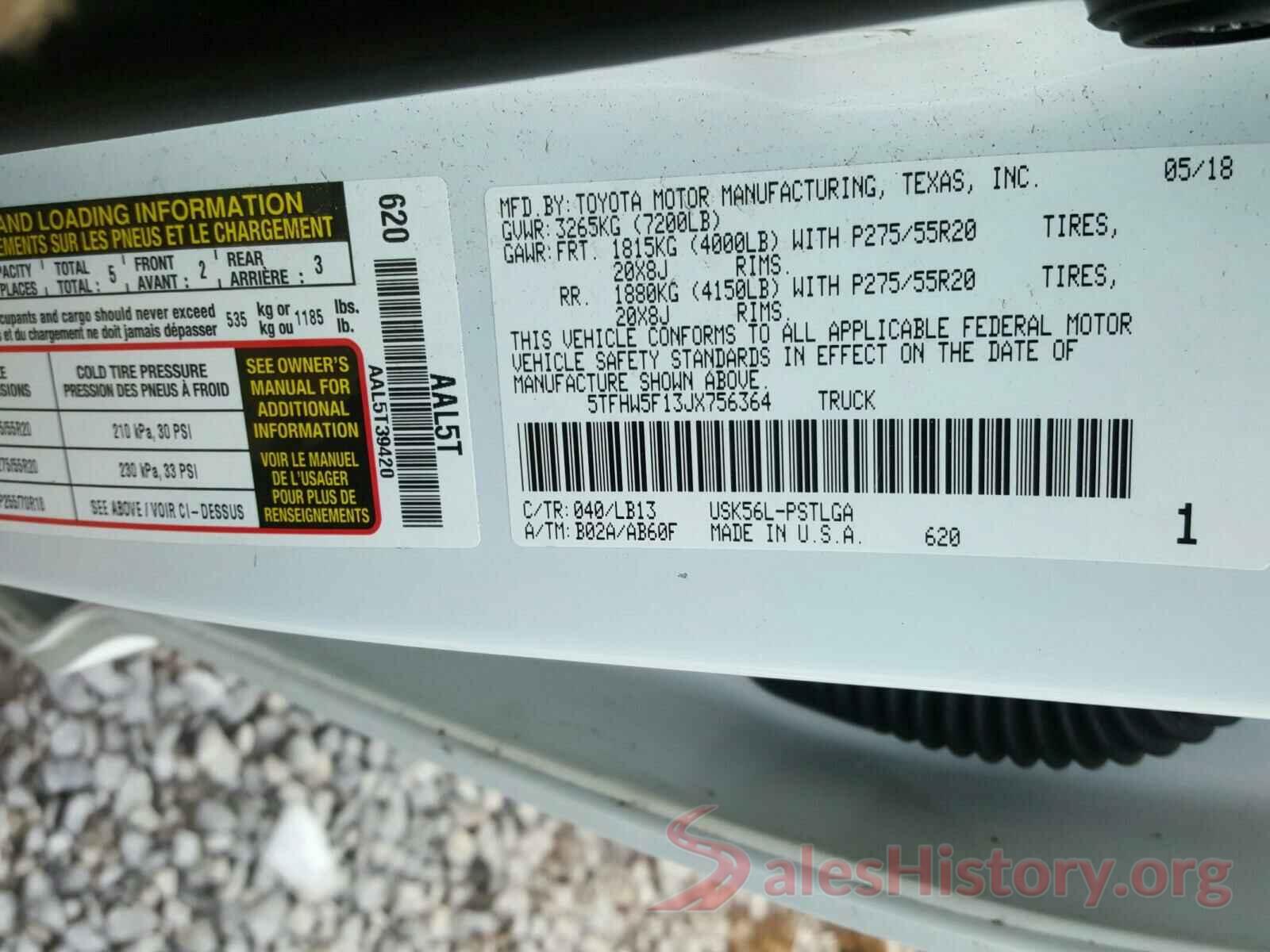 5TFHW5F13JX756364 2018 TOYOTA TUNDRA