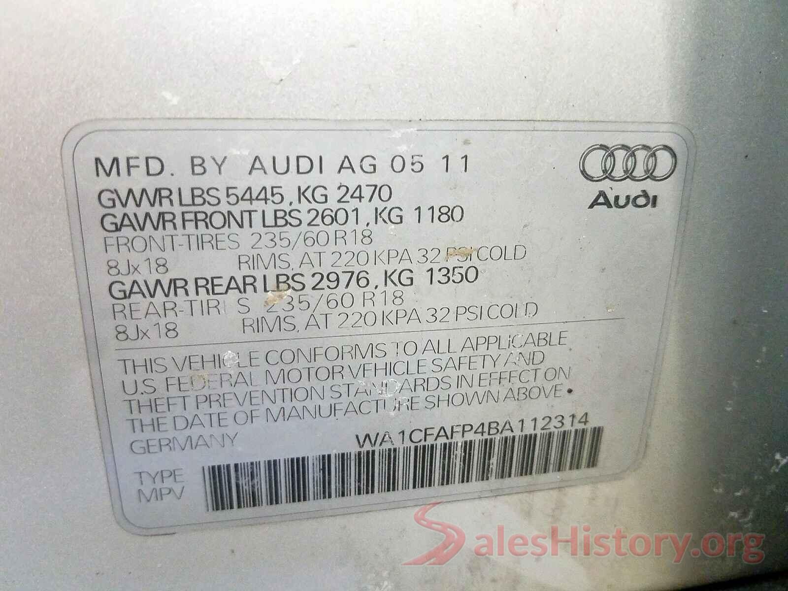 KNDPM3AC5J7376277 2011 AUDI Q5