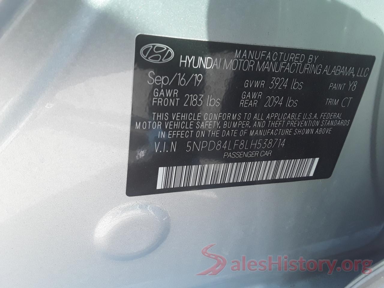 5NPD84LF8LH538714 2020 HYUNDAI ELANTRA