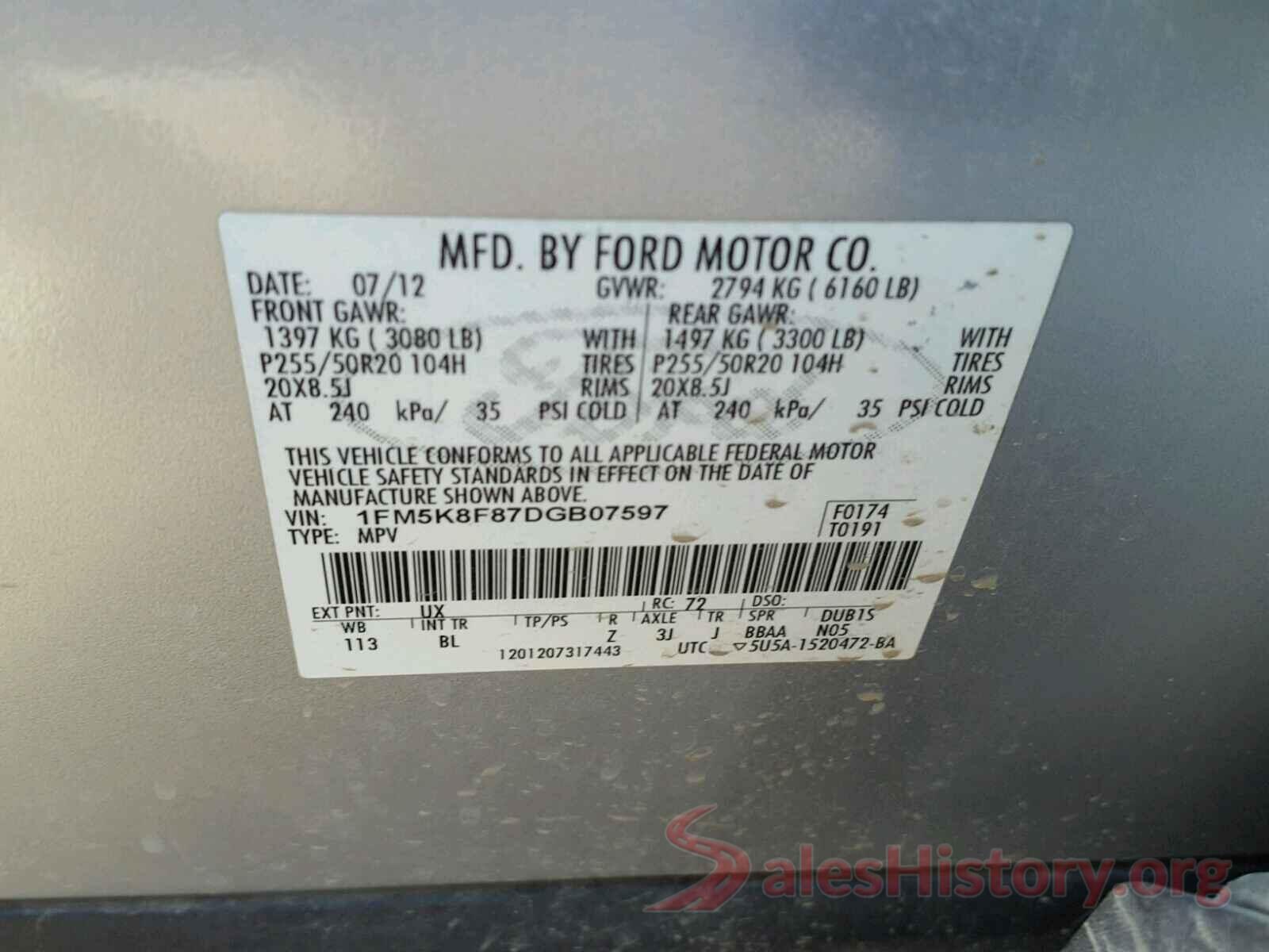 5N1AT2MT2KC752453 2013 FORD EXPLORER