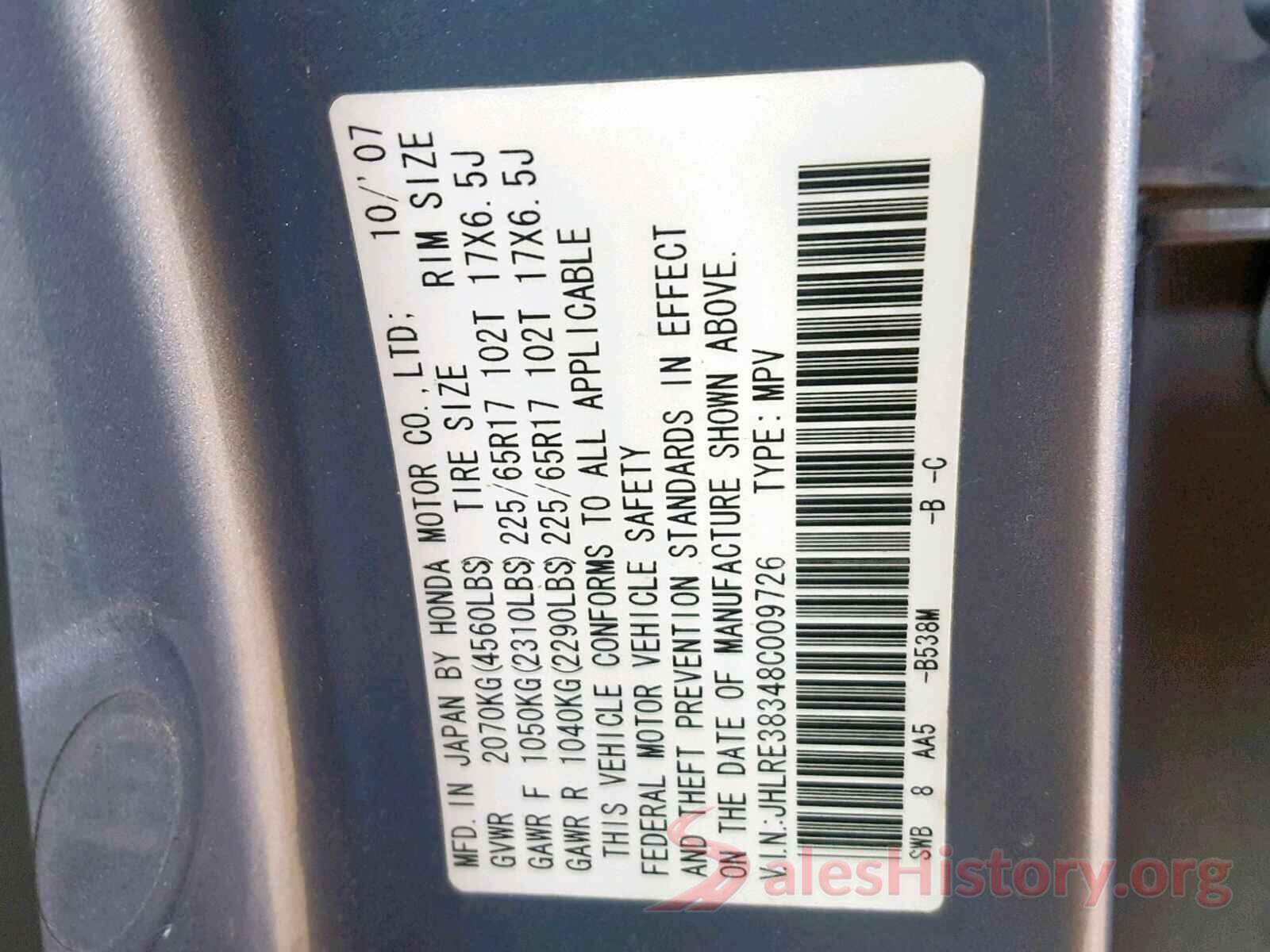 5NPDH4AE3GH697494 2008 HONDA CR-V LX