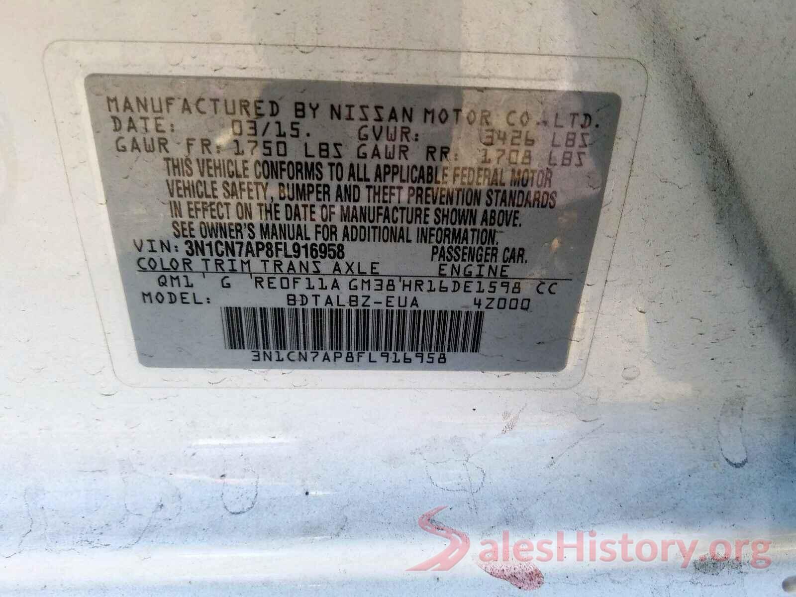 3VV1B7AX7KM065805 2015 NISSAN VERSA