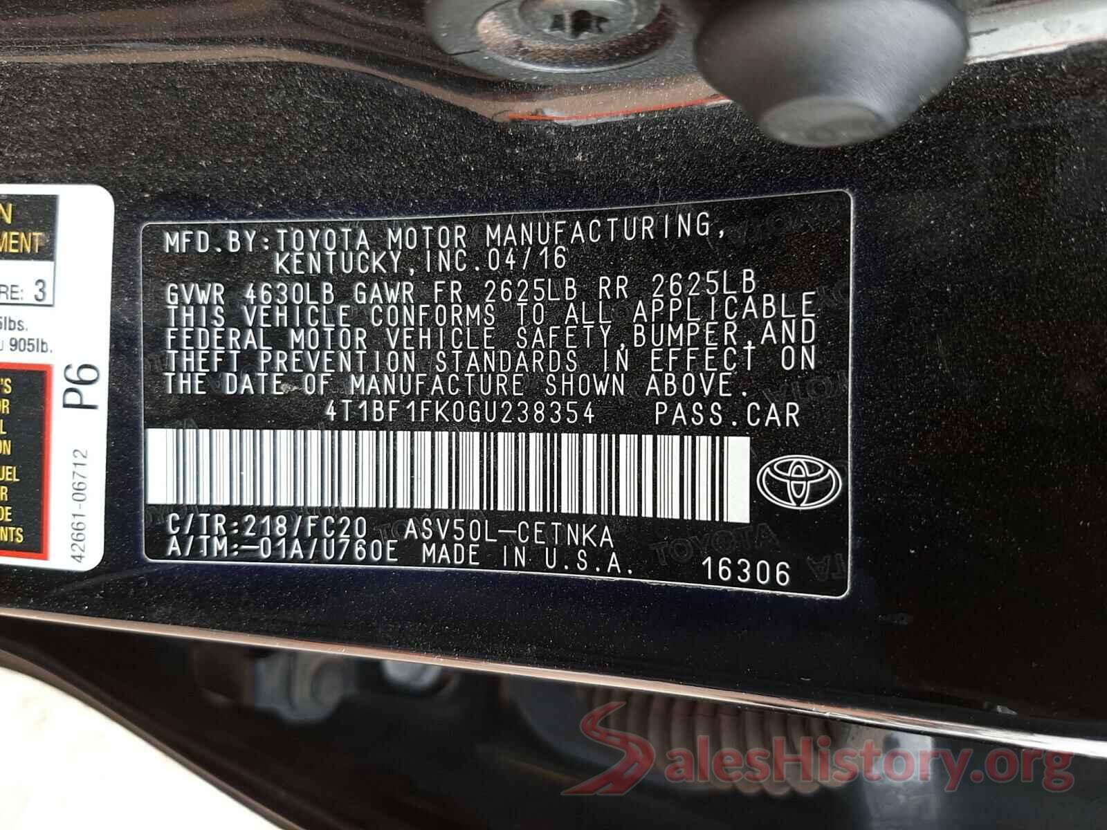 4T1BF1FK0GU238354 2016 TOYOTA CAMRY