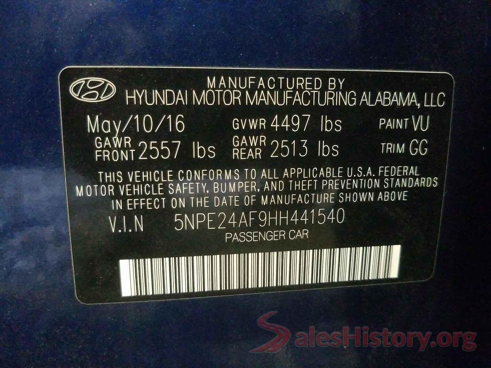 5NPE24AF9HH441540 2017 HYUNDAI SONATA