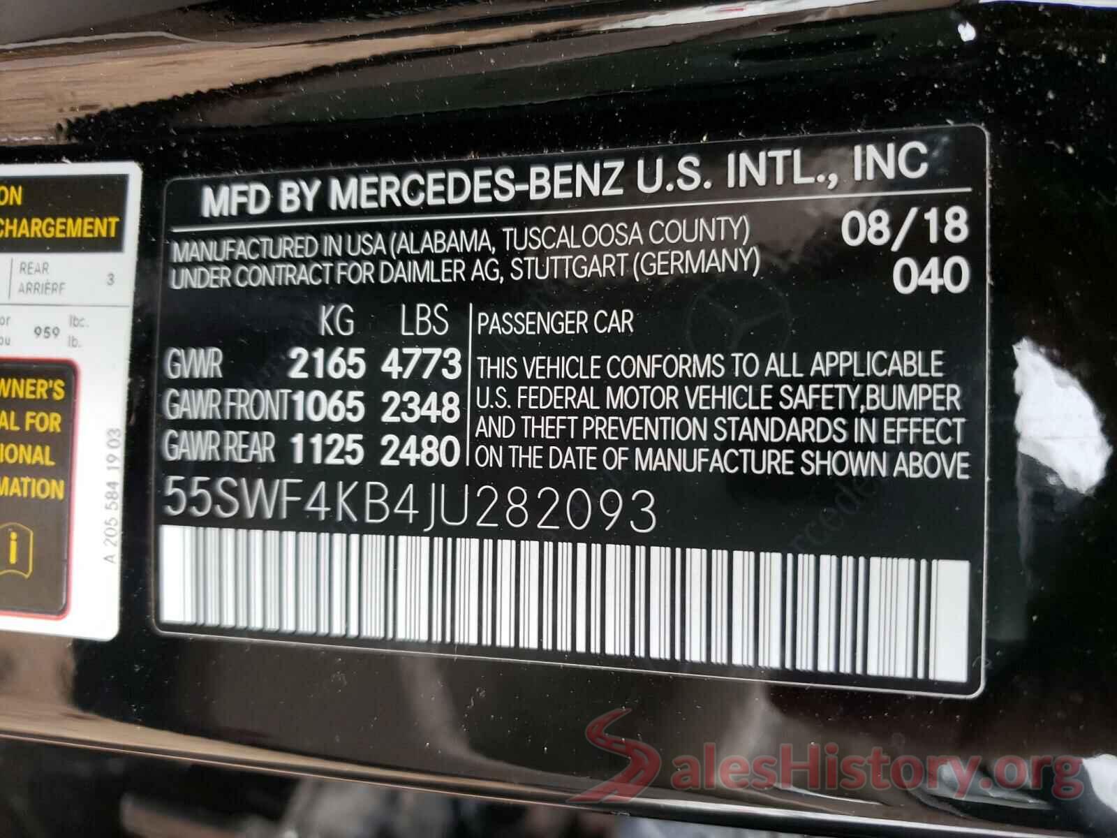 55SWF4KB4JU282093 2018 MERCEDES-BENZ C CLASS