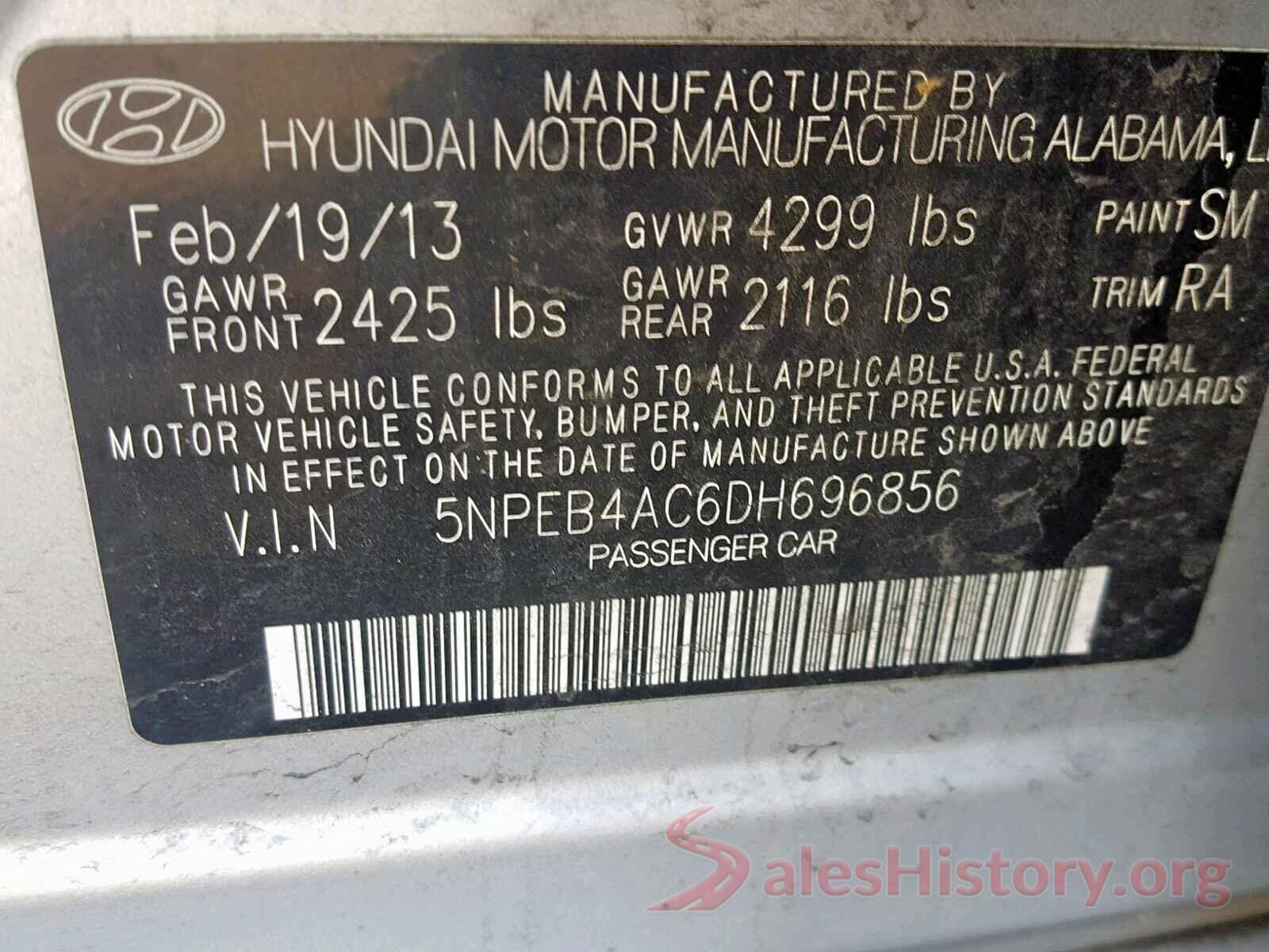 5XXGT4L3XGG051176 2013 HYUNDAI SONATA