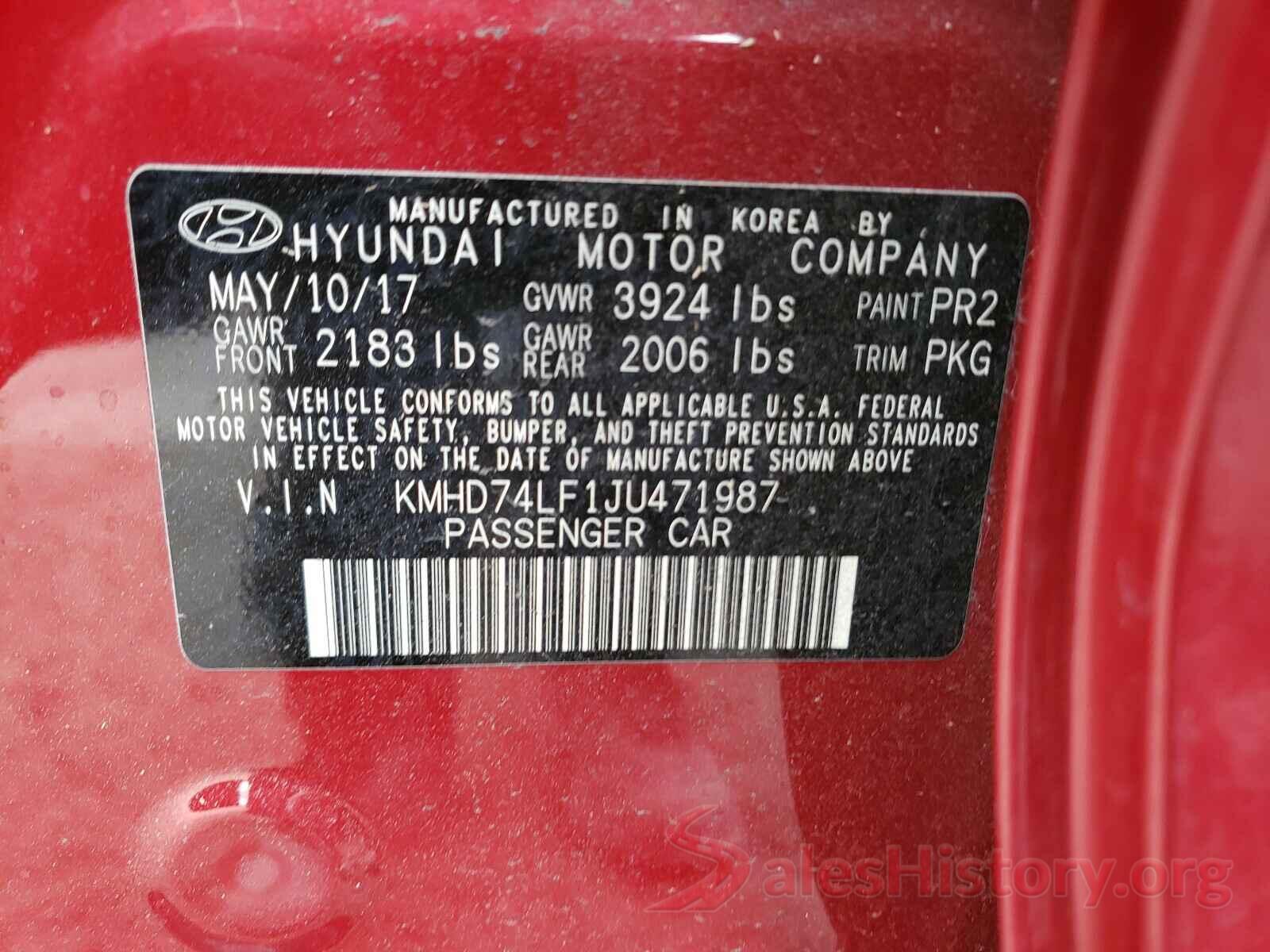 KMHD74LF1JU471987 2018 HYUNDAI ELANTRA