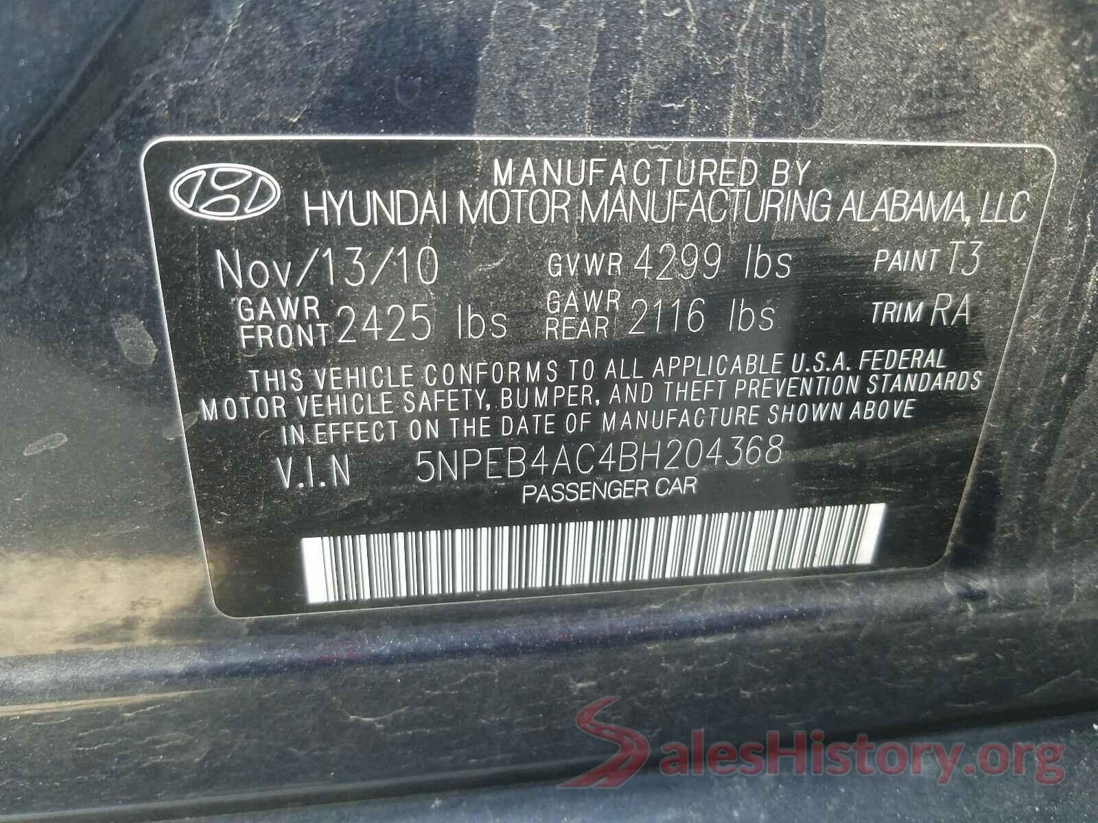 2T1BURHE2HC921722 2011 HYUNDAI SONATA