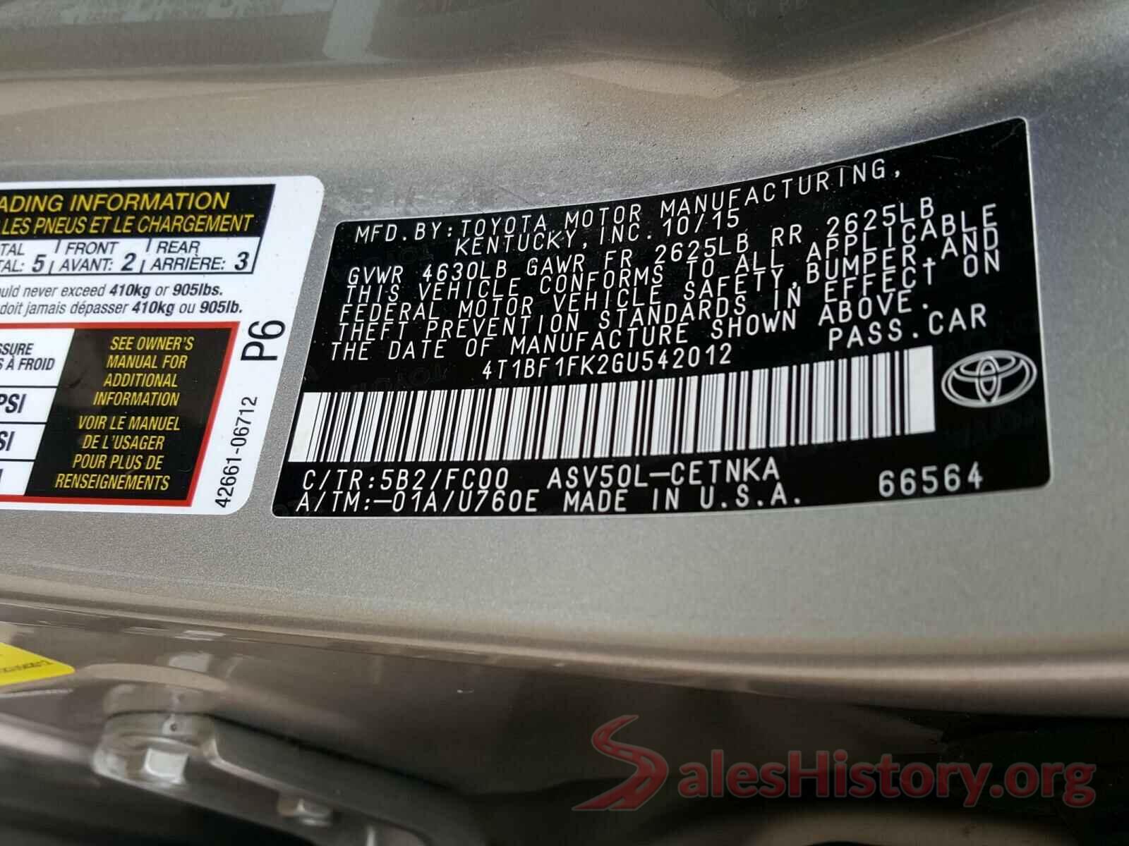 2T3BFREV0GW465755 2016 TOYOTA CAMRY