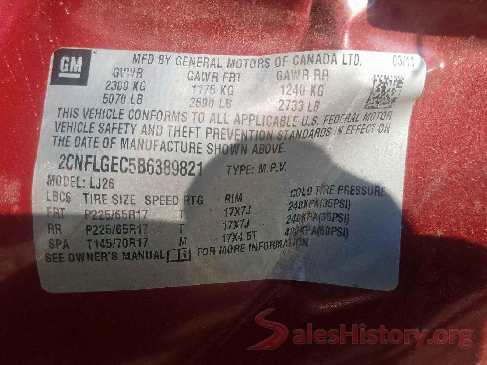 5TFUW5F12GX501633 2011 CHEVROLET EQUINOX