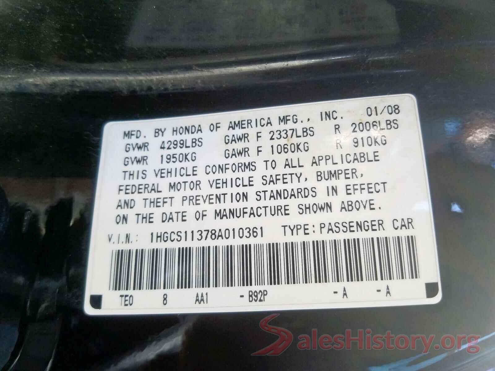 JF2GTAMC3K8201378 2008 HONDA ACCORD