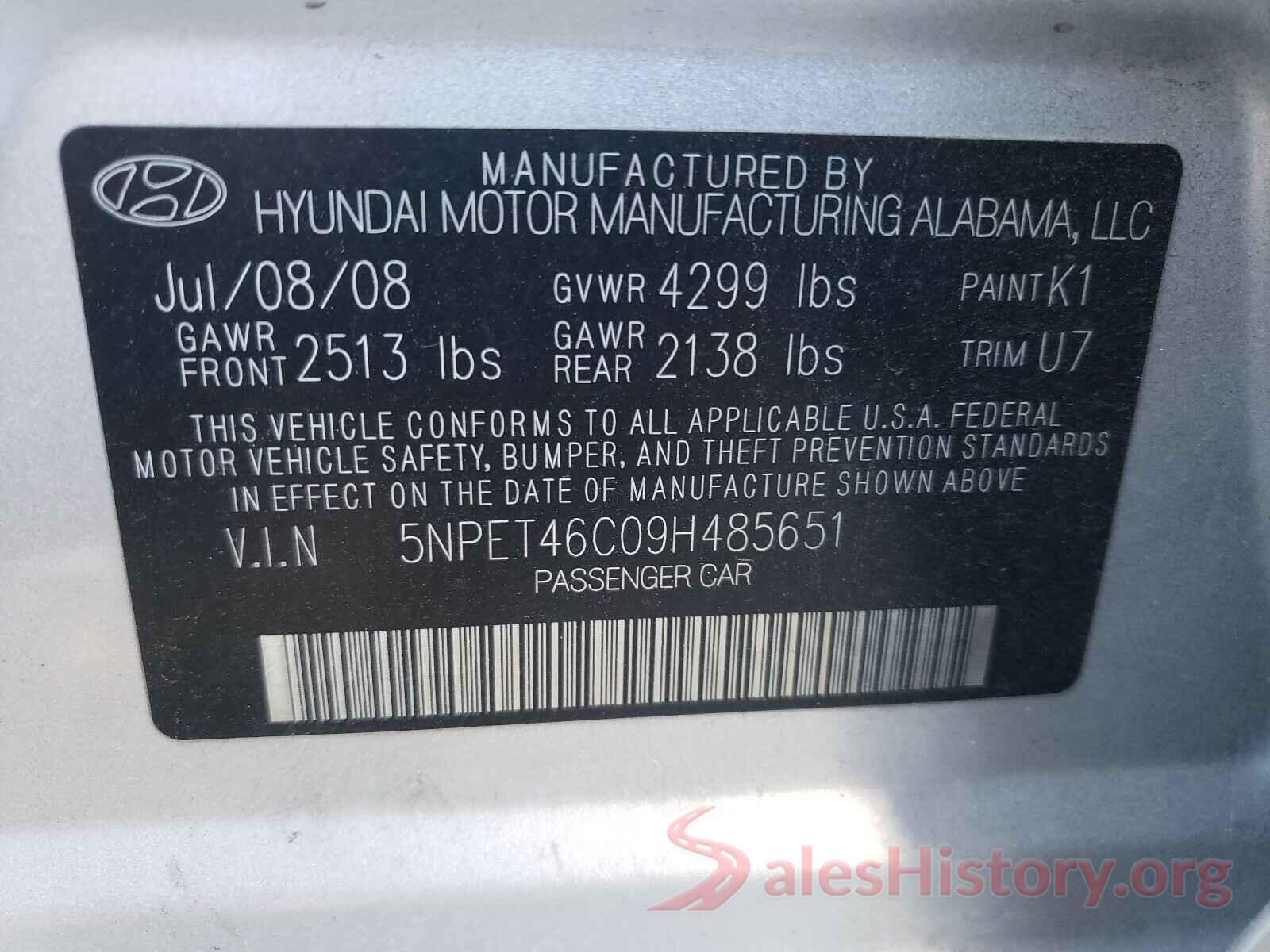 55SWF8EB0KU313361 2009 HYUNDAI SONATA