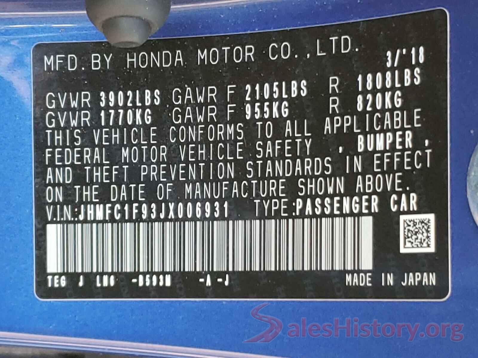 JN1BJ1CR5KW624692 2018 HONDA CIVIC