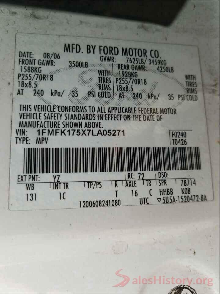 3VWC57BU0KM007745 2007 FORD EXPEDITION