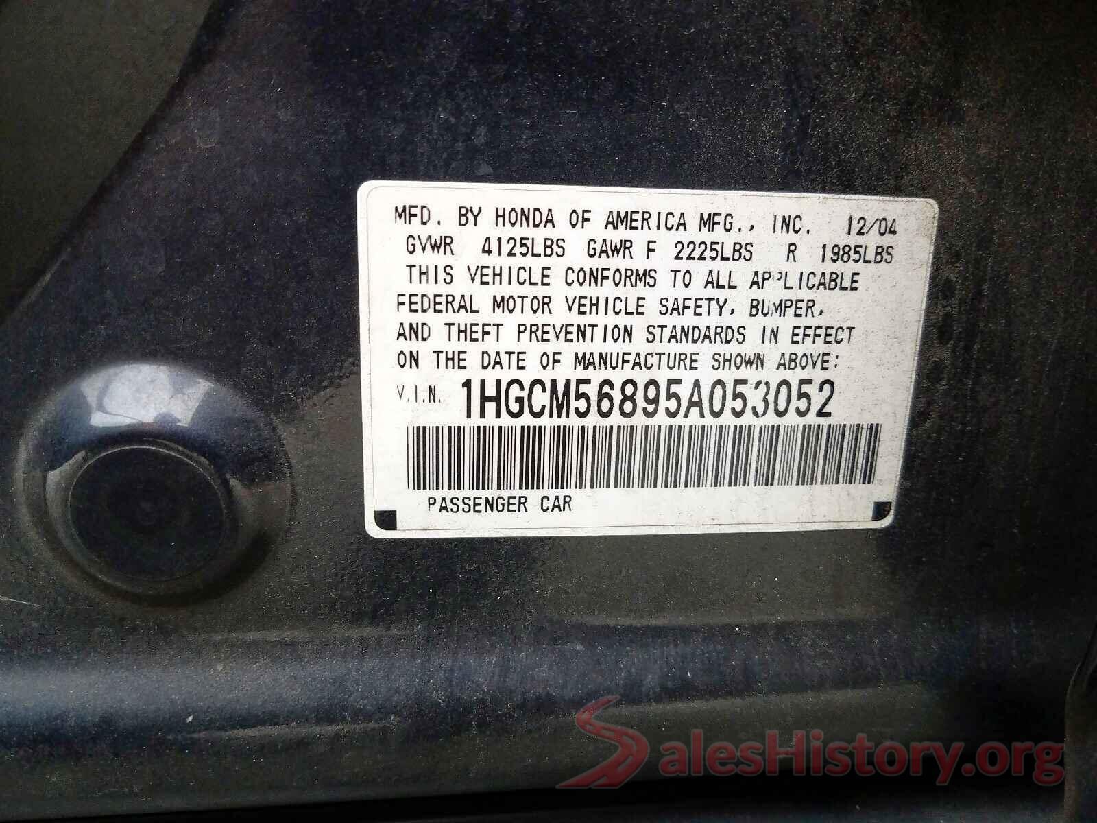 1N4AA6AVXKC362486 2005 HONDA ACCORD