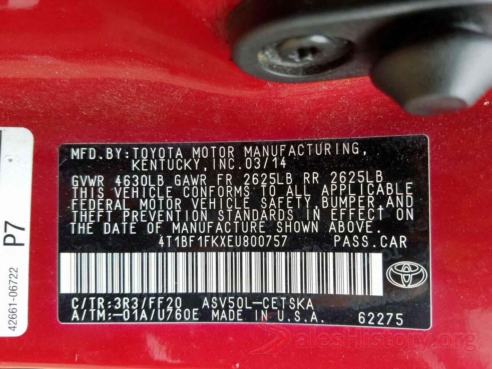 JTMDJREV5GD052718 2014 TOYOTA CAMRY