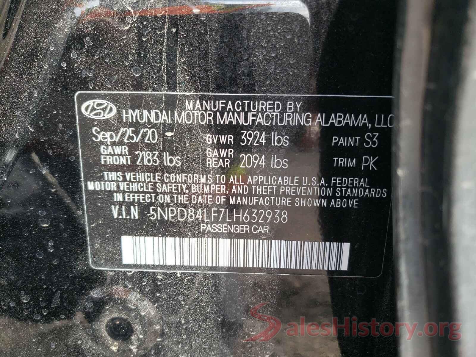 5NPD84LF7LH632938 2020 HYUNDAI ELANTRA