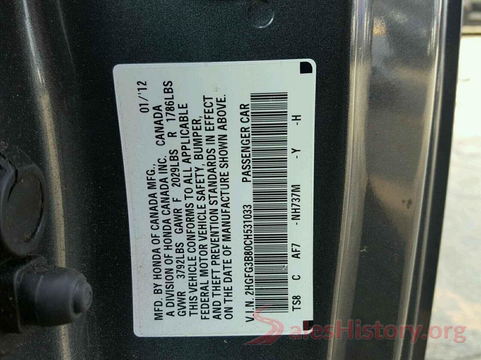 2T3YFREVXJW435230 2012 HONDA CIVIC