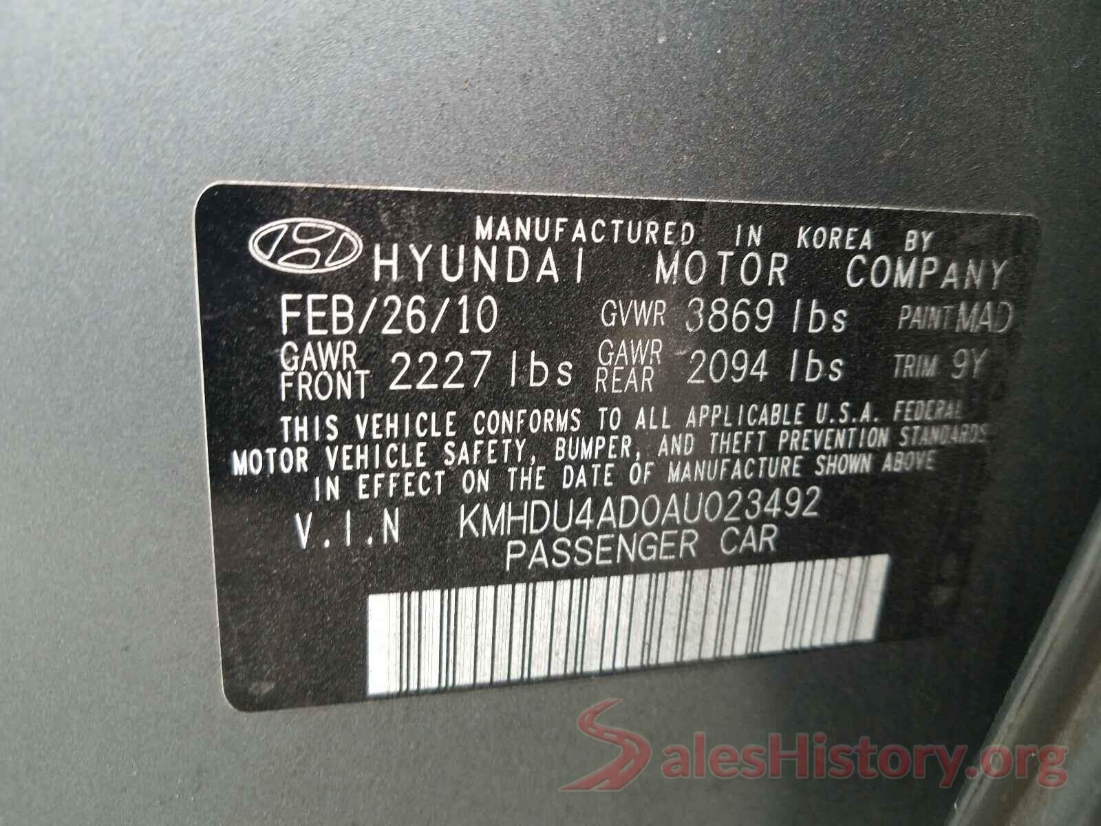 KMHD84LFXHU224555 2010 HYUNDAI ELANTRA