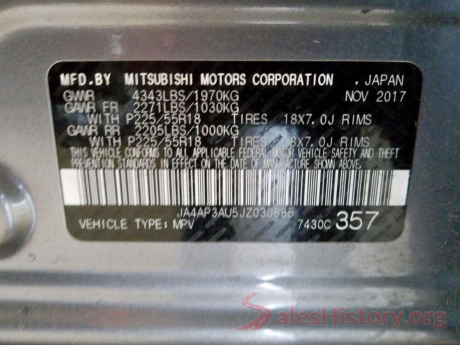 3N1AB7AP0JY277373 2018 MITSUBISHI OUTLANDER