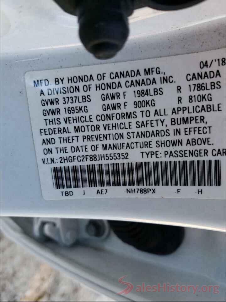 2HGFC2F88JH555352 2018 HONDA CIVIC