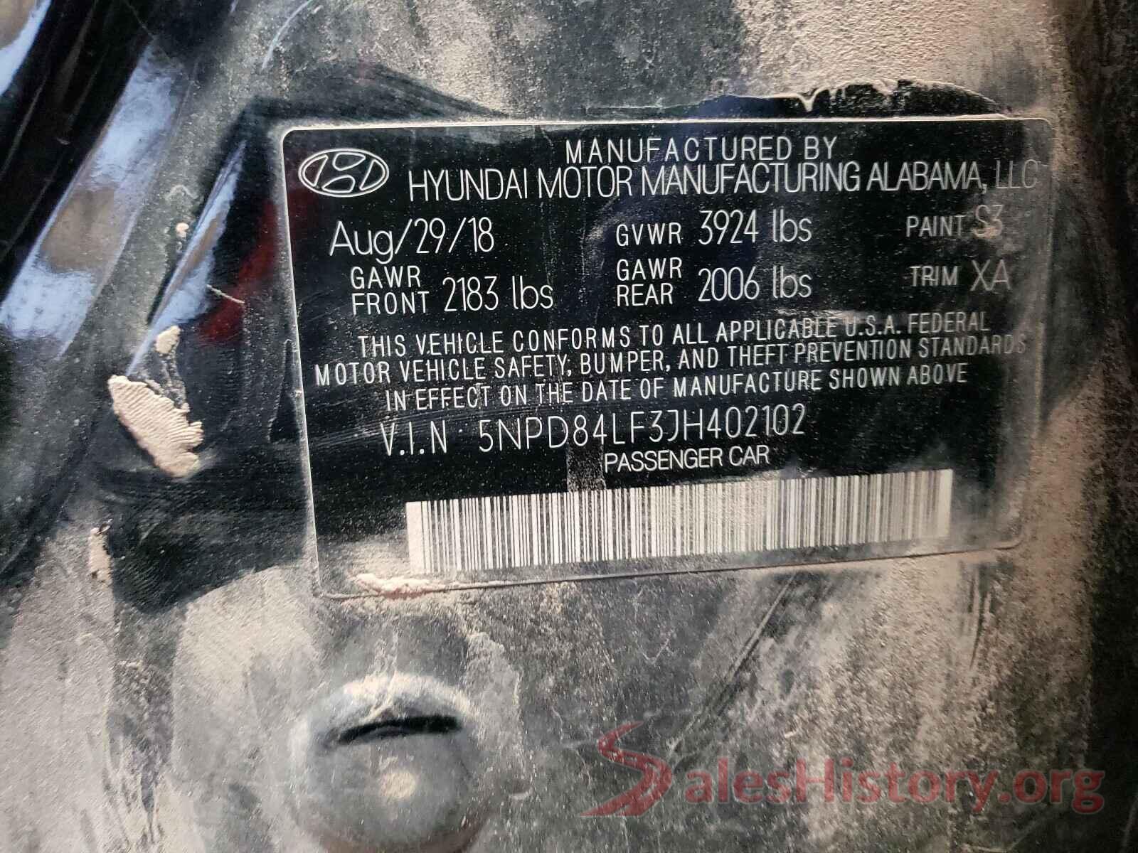 5NPD84LF3JH402102 2018 HYUNDAI ELANTRA