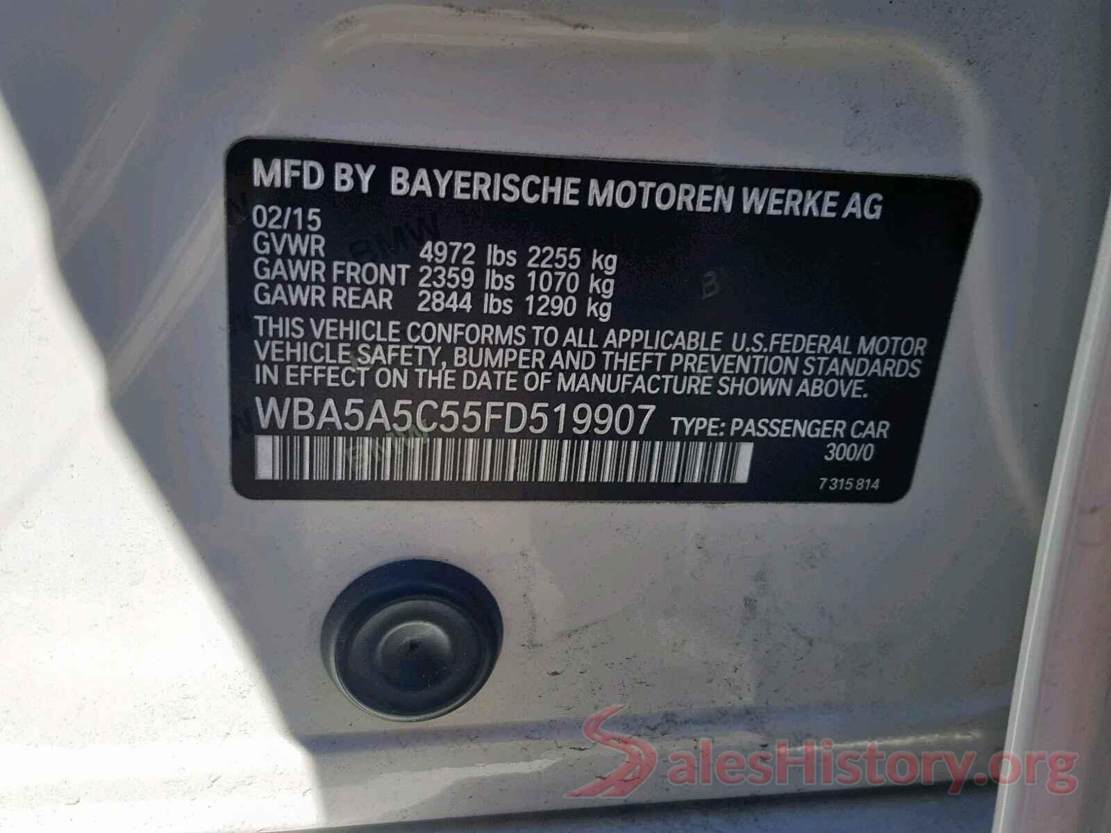 5YFEPRAE0LP087277 2015 BMW 5 SERIES