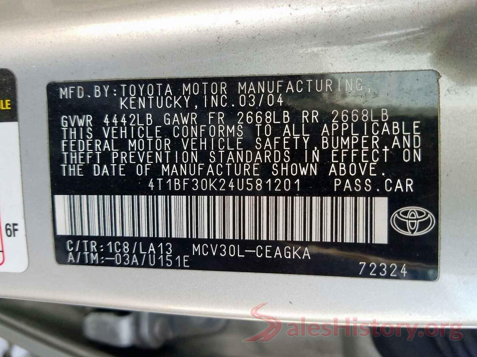 00000000000880055 2004 TOYOTA CAMRY