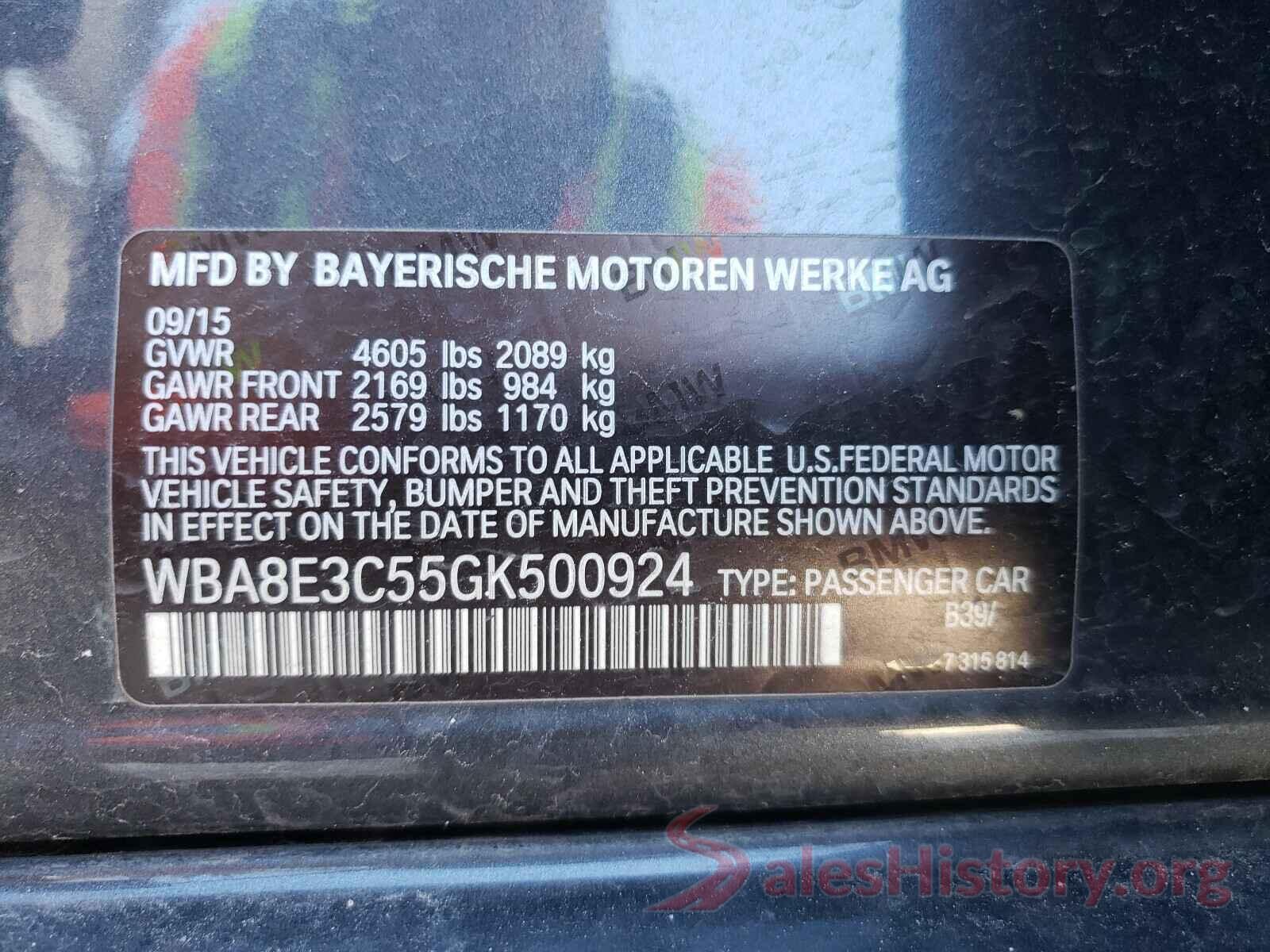 WBA8E3C55GK500924 2016 BMW 3 SERIES