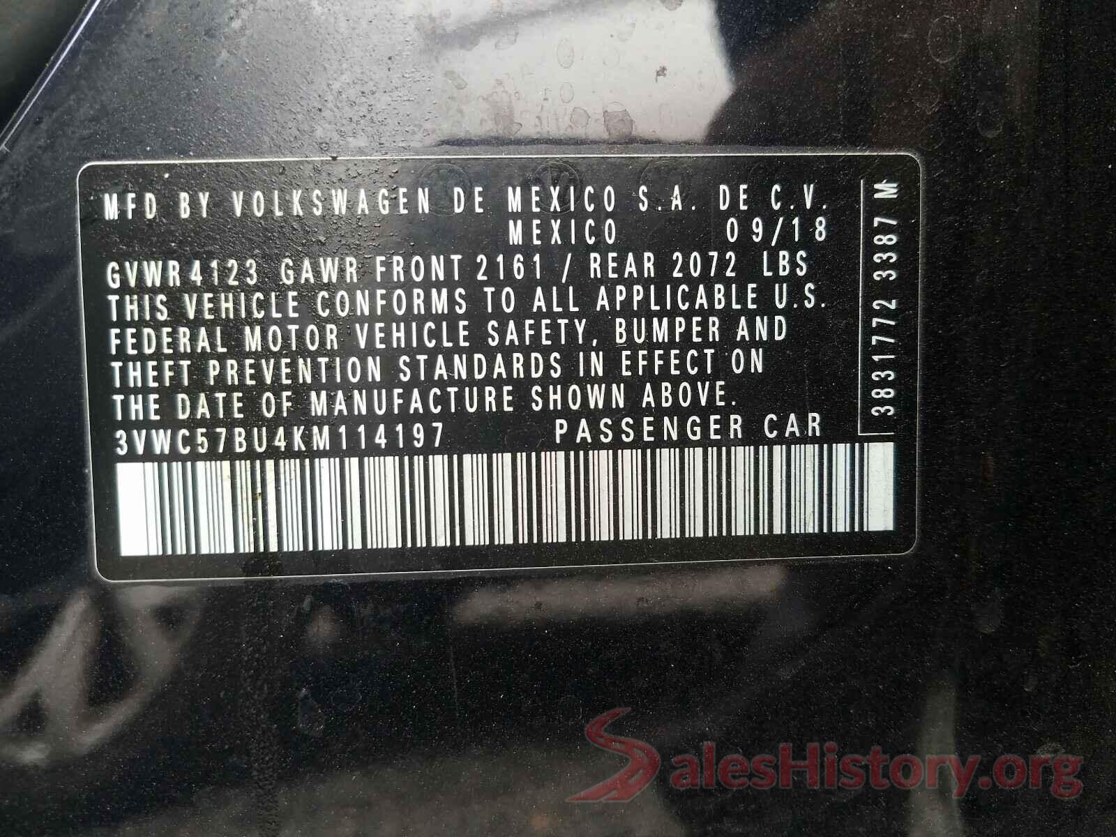 3VWC57BU4KM114197 2019 VOLKSWAGEN JETTA