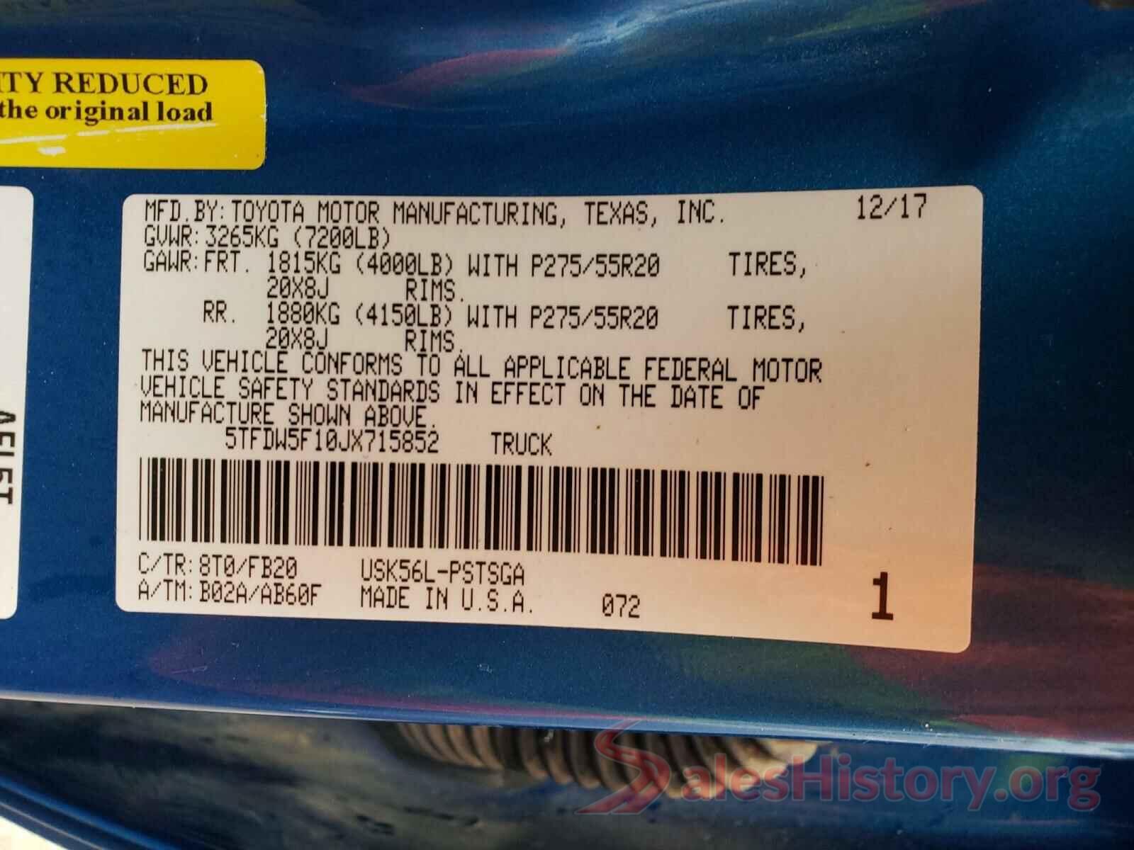 5TFDW5F10JX715852 2018 TOYOTA TUNDRA