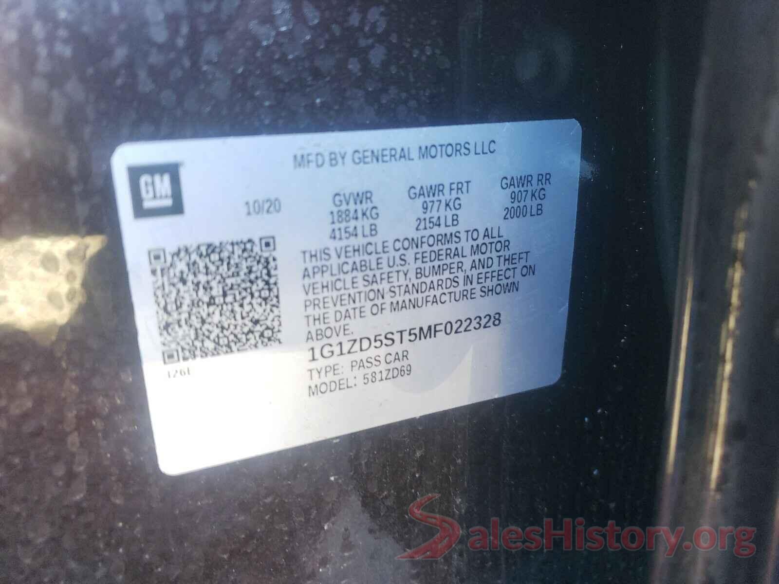 1G1ZD5ST5MF022328 2021 CHEVROLET MALIBU