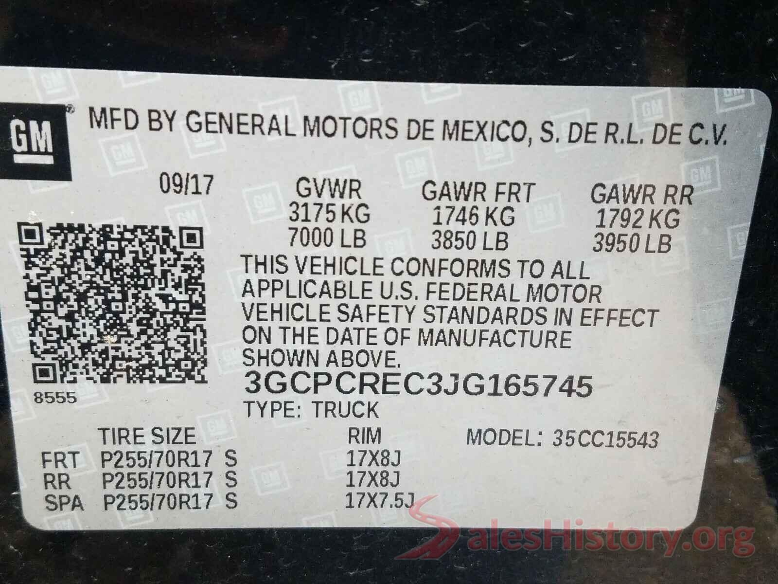 3GCPCREC3JG165745 2018 CHEVROLET SILVERADO