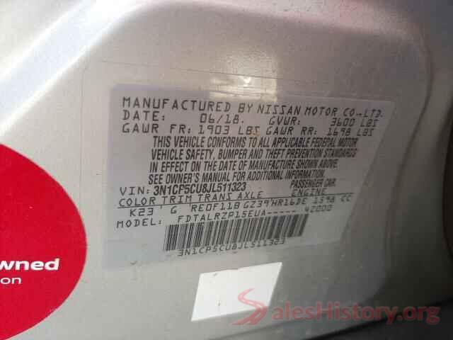 3N1CP5CU8JL511323 2018 NISSAN KICKS