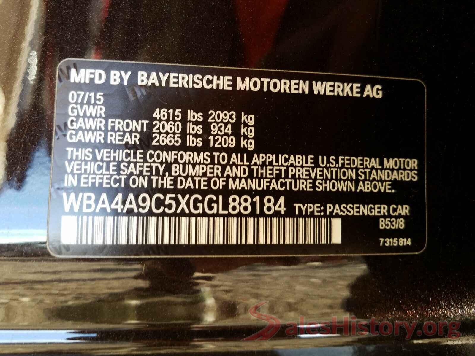 WBA4A9C5XGGL88184 2016 BMW 4 SERIES