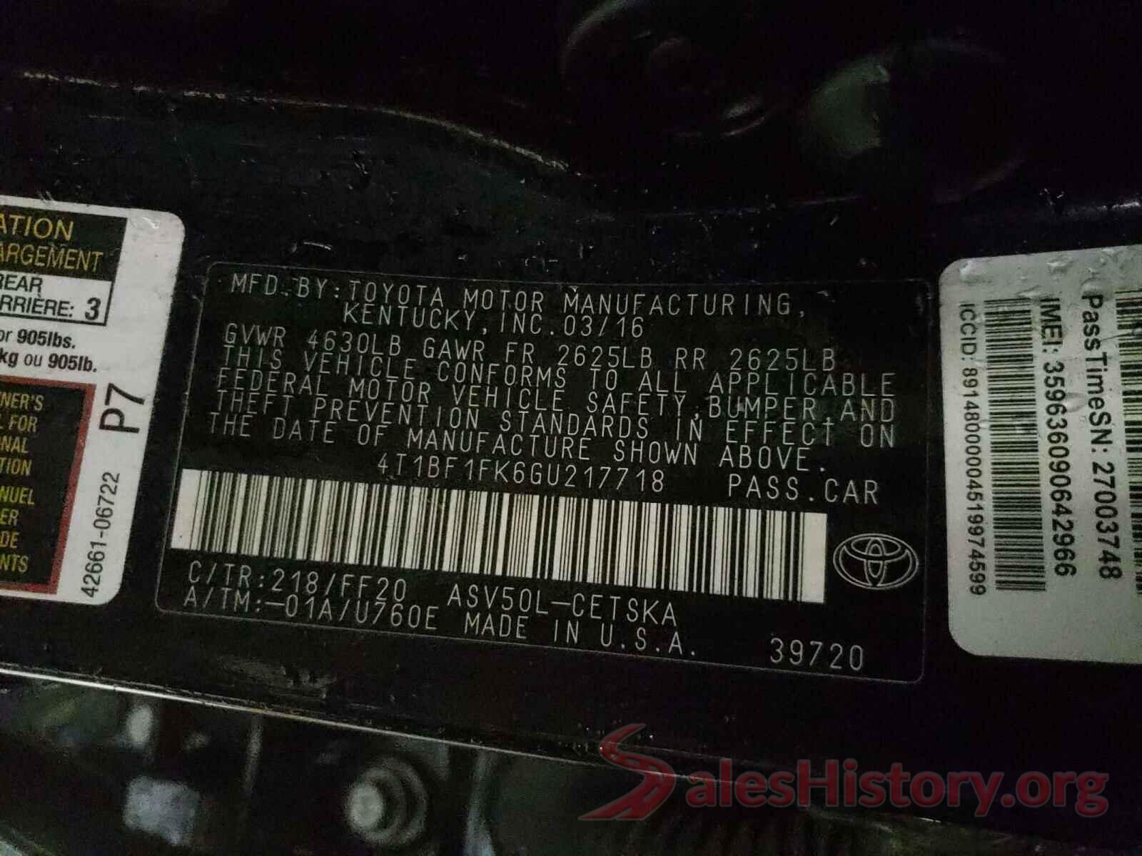 4T1BF1FK6GU217718 2016 TOYOTA CAMRY