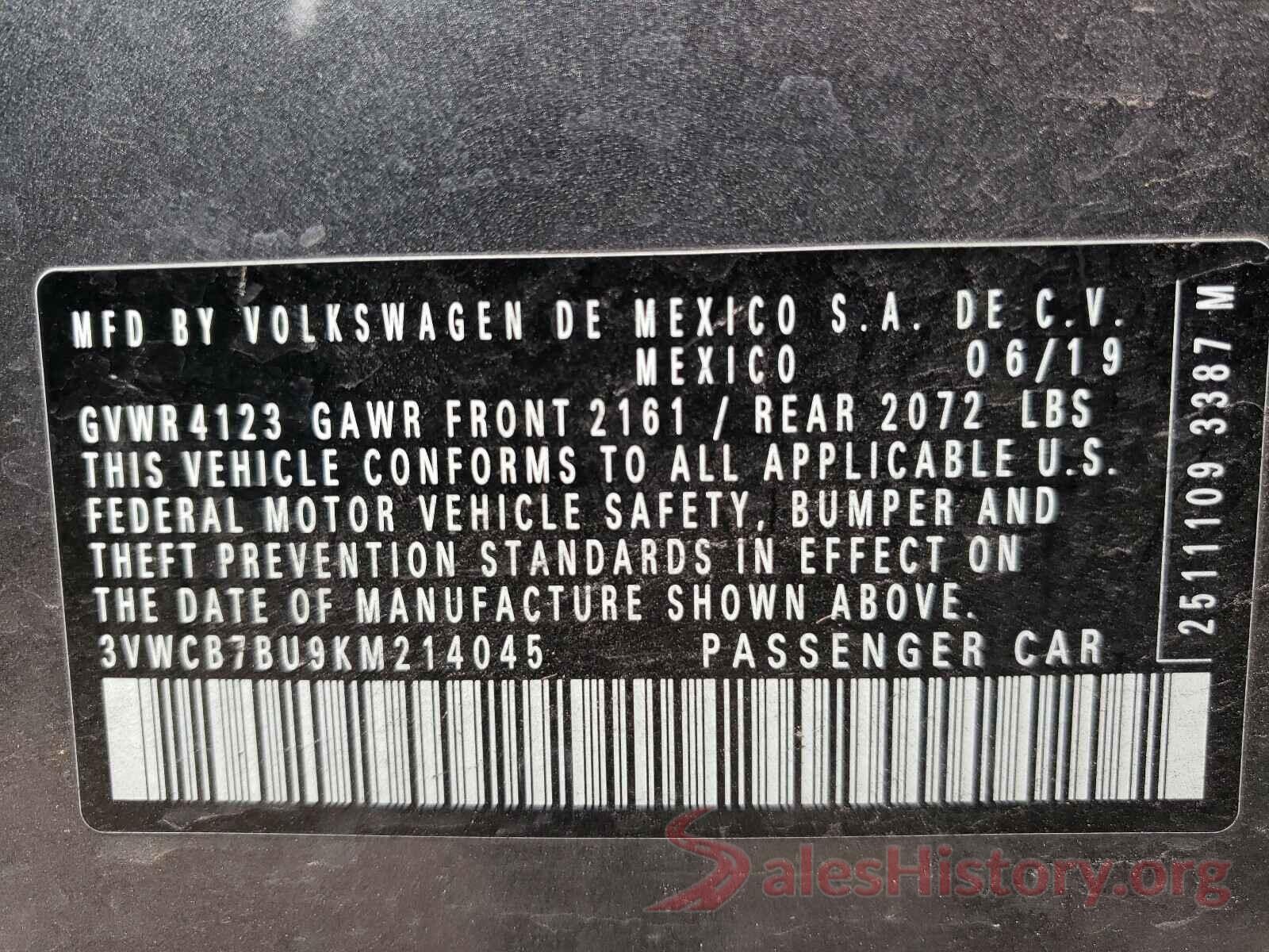 3VWCB7BU9KM214045 2019 VOLKSWAGEN JETTA