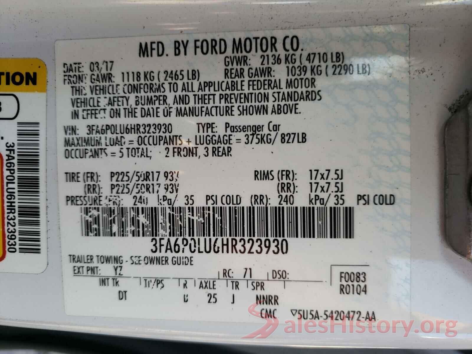 000CDXCT3HH615203 2017 FORD FUSION