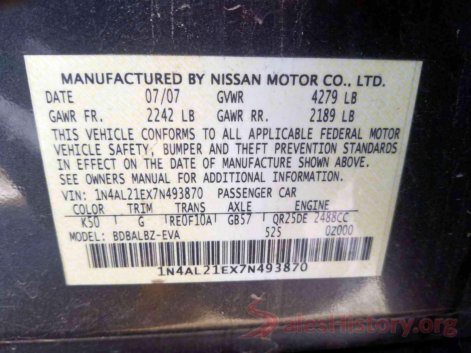 3VV2B7AX0MM065037 2007 NISSAN ALTIMA